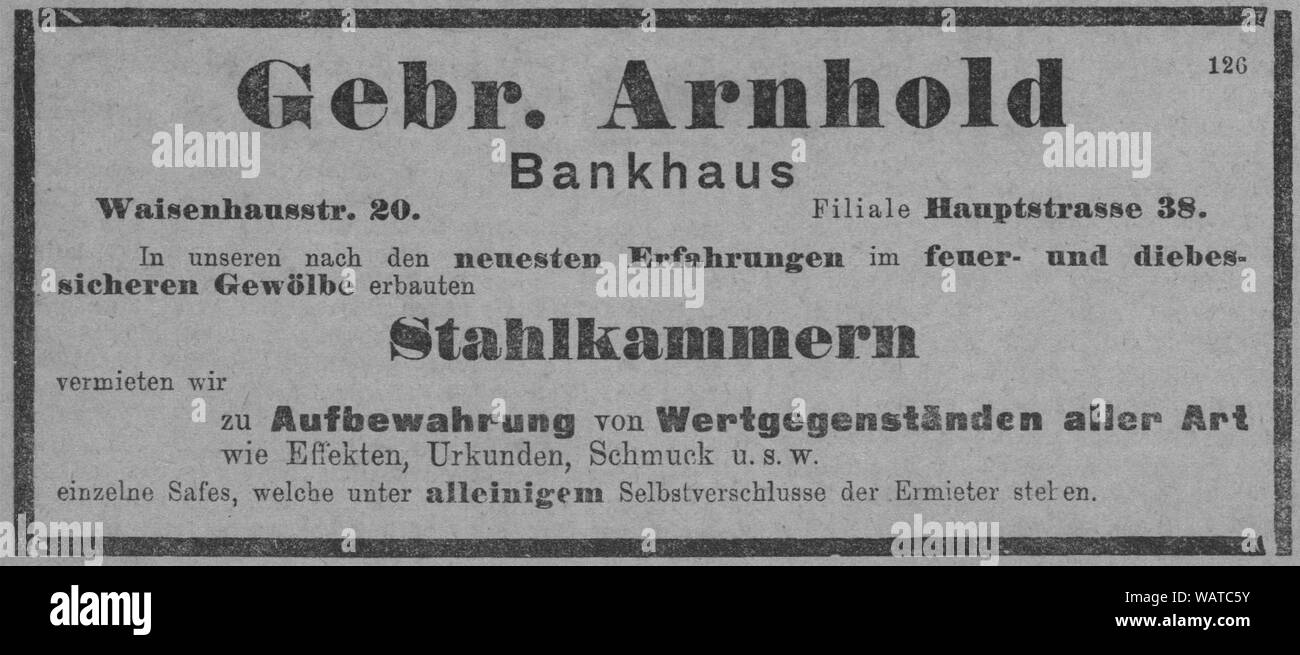 Dresdner Amtsblatt 1906 004 Stahlkammern. Stockfoto