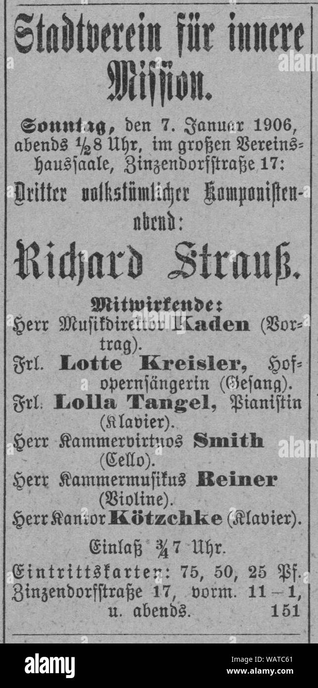 Dresdner Amtsblatt 1906 004 Innere Mission. Stockfoto