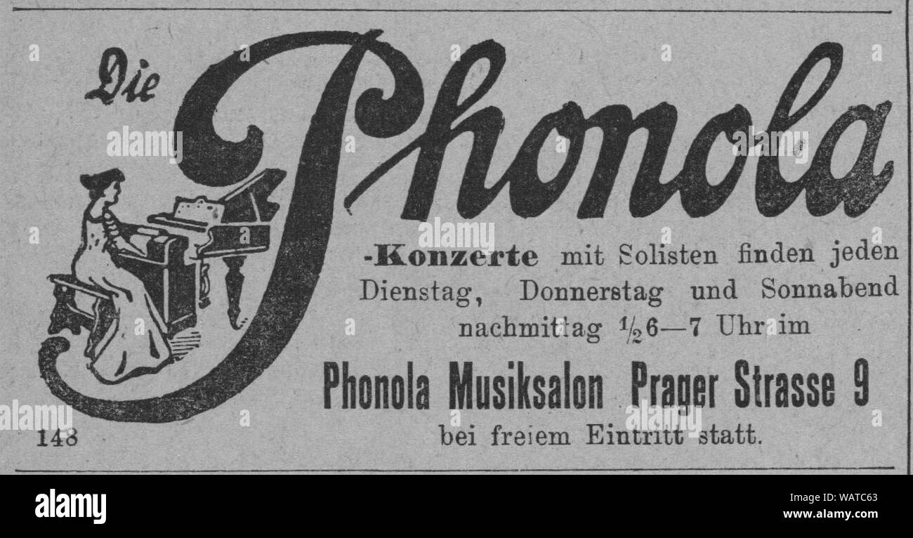 Dresdner Amtsblatt 1906 004 Phonola. Stockfoto