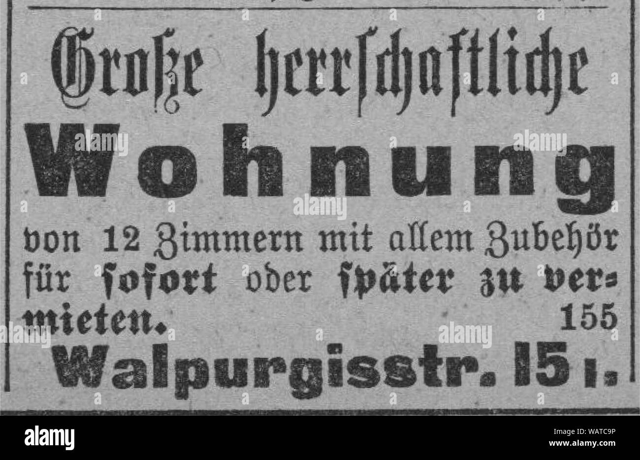 Dresdner Amtsblatt 1906 004 Wohnung. Stockfoto