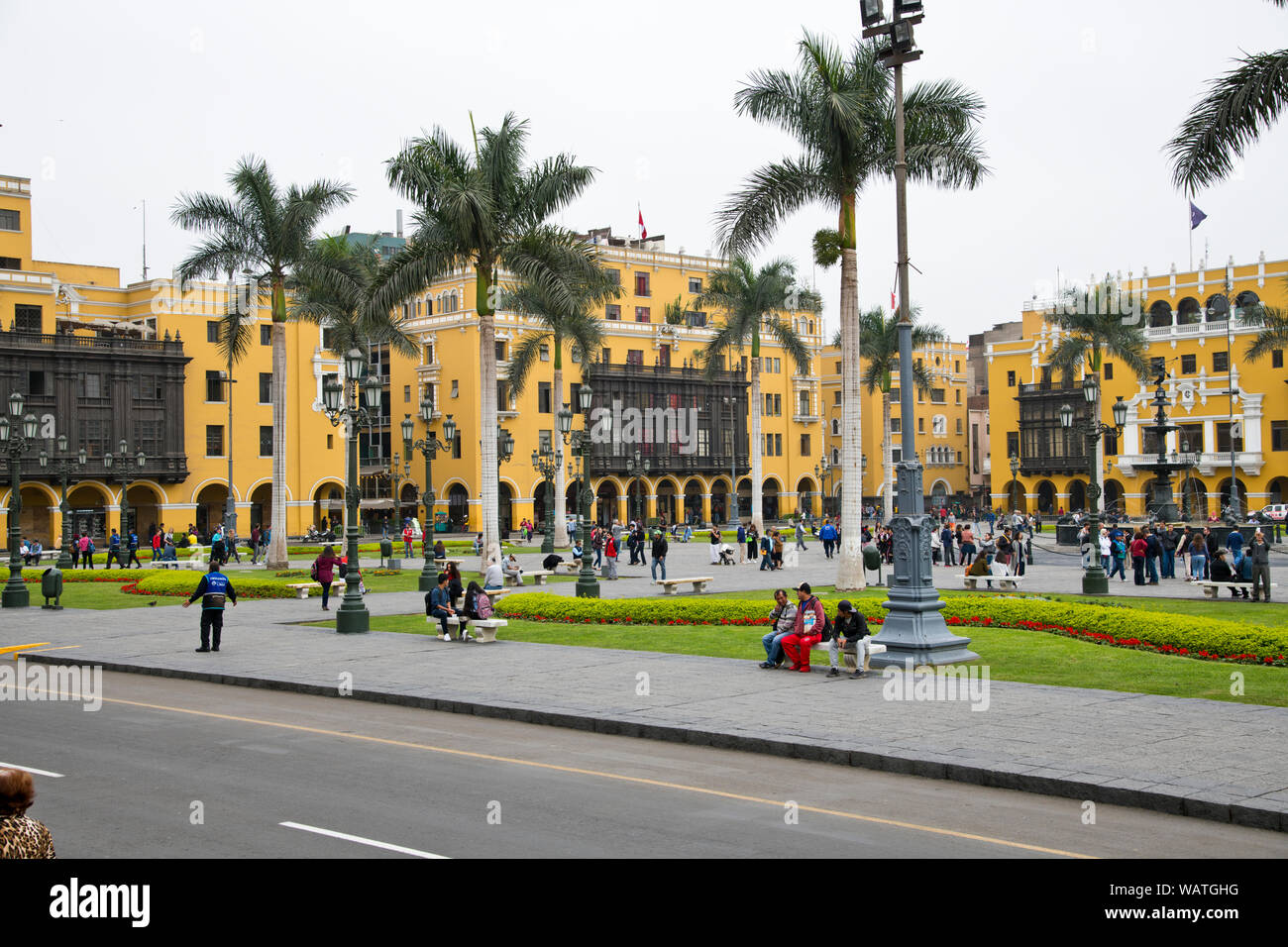 Platz, der Plaza Major, der Kathedrale, dem Palacio Arzobispal, Dom Interieur, Stadt der Könige, zentrale Lima, der Hauptstadt des spanischen Reiches, Peru, Südamerika Stockfoto