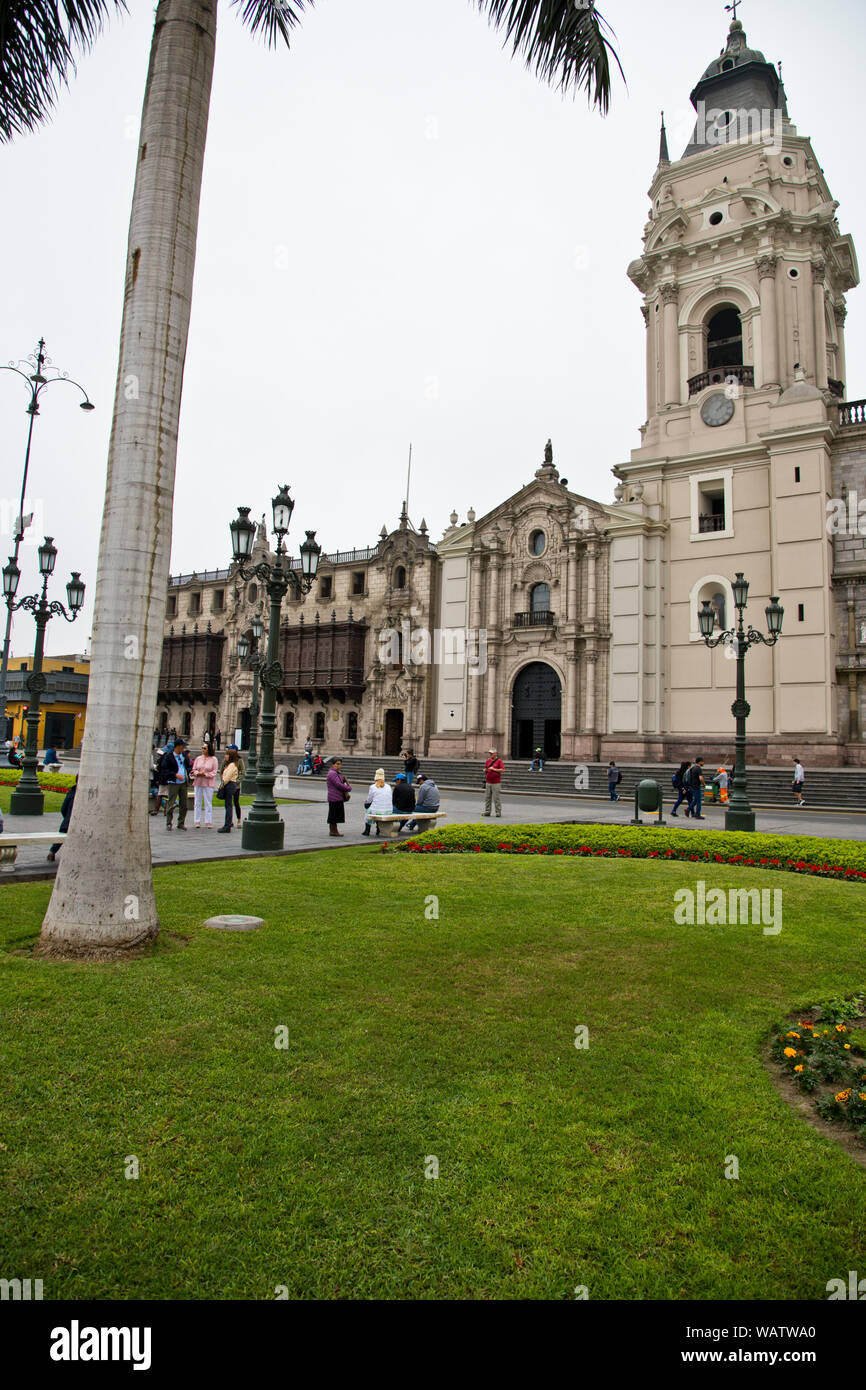 Der Plaza Major, der Kathedrale, dem Palacio Arzobispal, Dom Interieur, Stadt der Könige, zentrale Lima, der Hauptstadt des spanischen Reiches, Peru, Südamerika Stockfoto