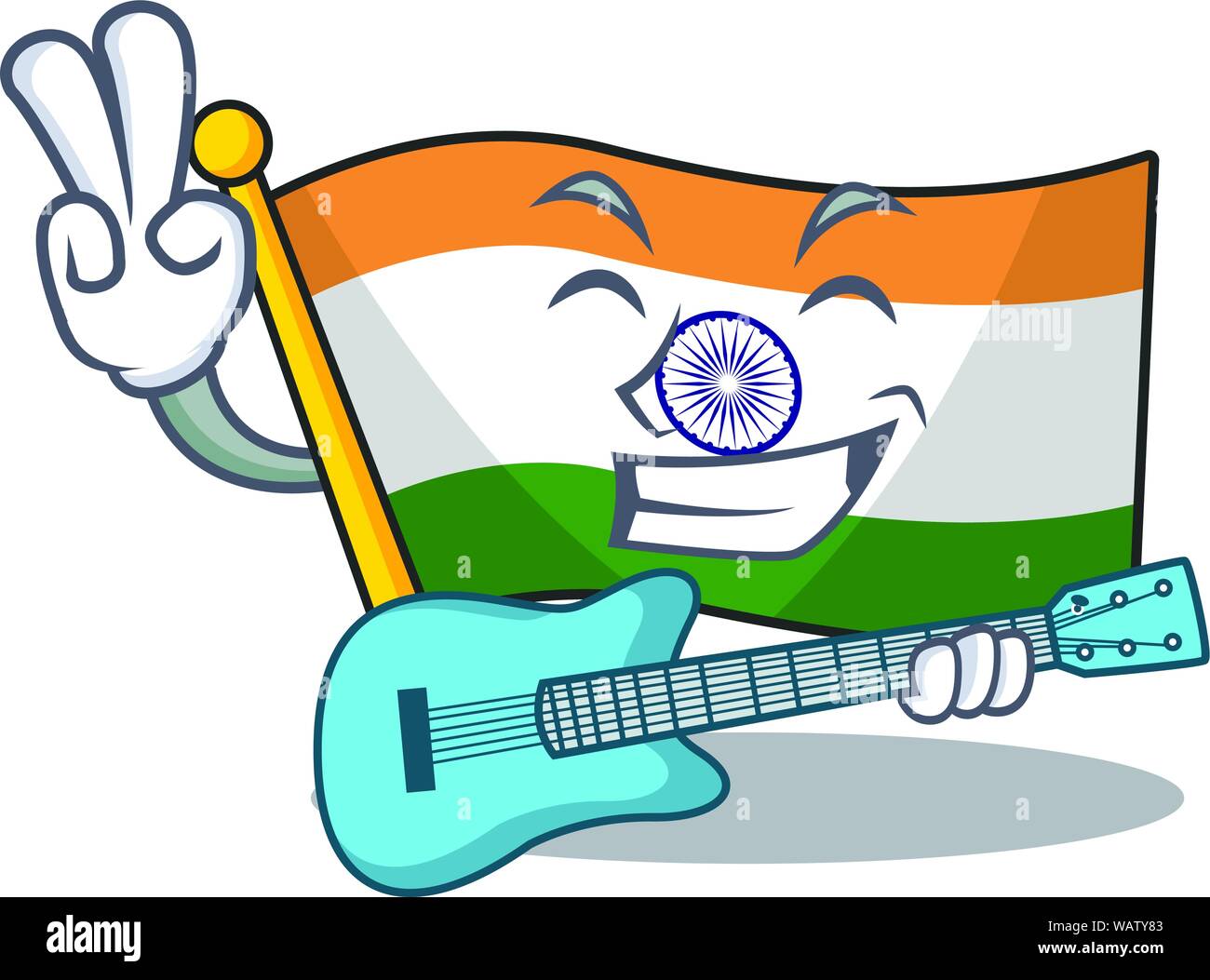 Mit Gitarre flag Inder im Charakter isoliert Stock Vektor
