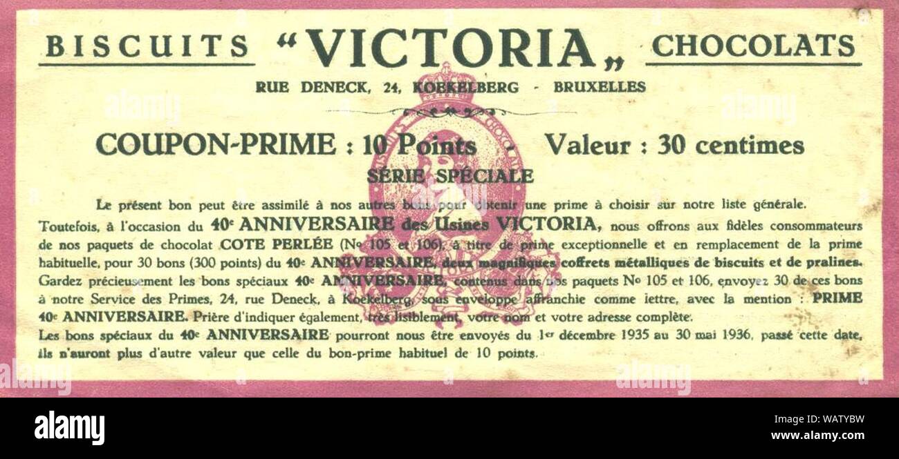 DSP. Gutscheine-prime Victoria. 1936. Stockfoto