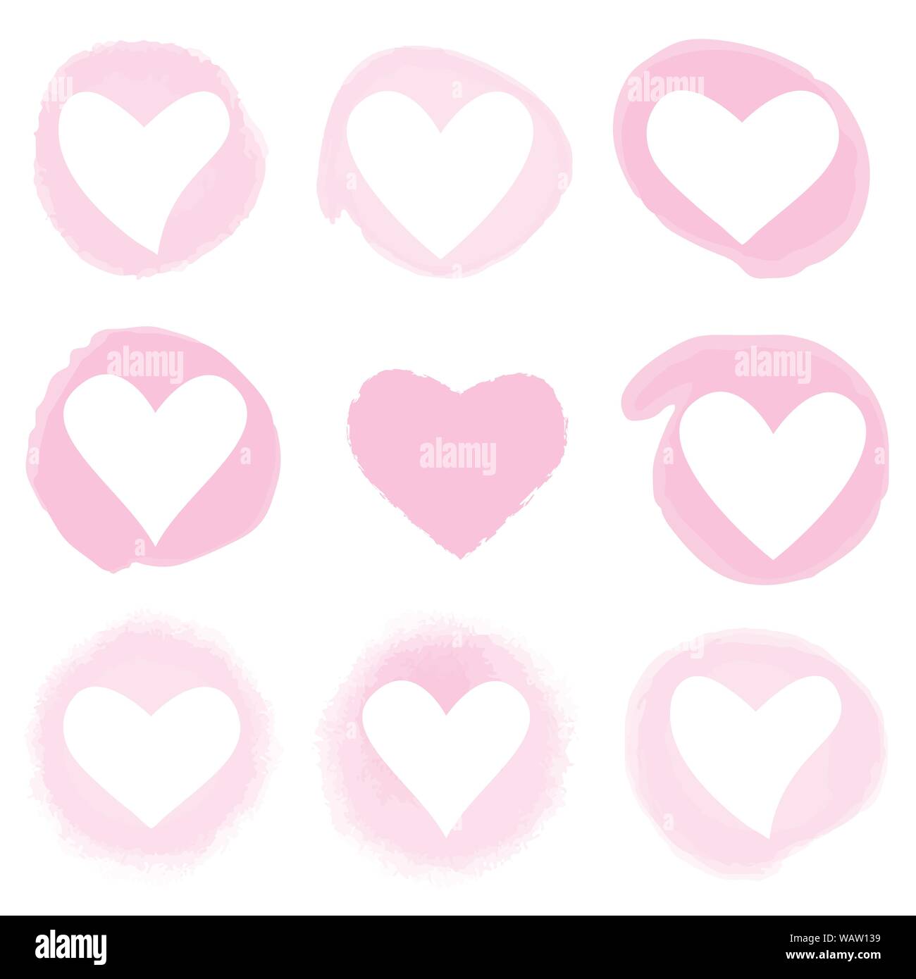 Aquarell von Hand Herz für Valentinstag. Romantischer Urlaub Dekoration. Kunst für Heim-, Print-, Web-, Banner, Poster. Valentines Tag und Hochzeit. Stock Vektor