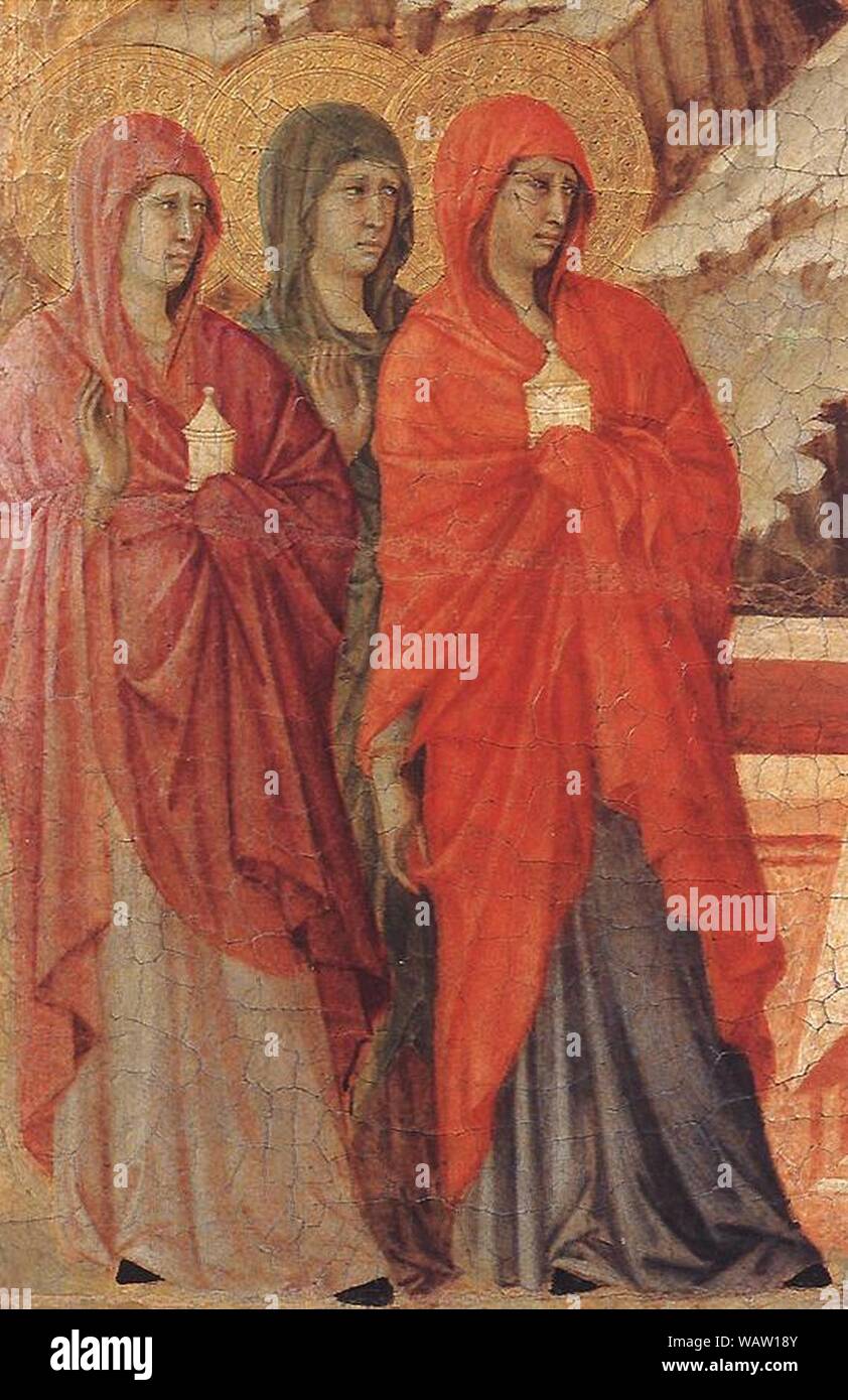 Duccio di Buoninsegna - Die Drei Marien am Grabe (Detail) - Stockfoto