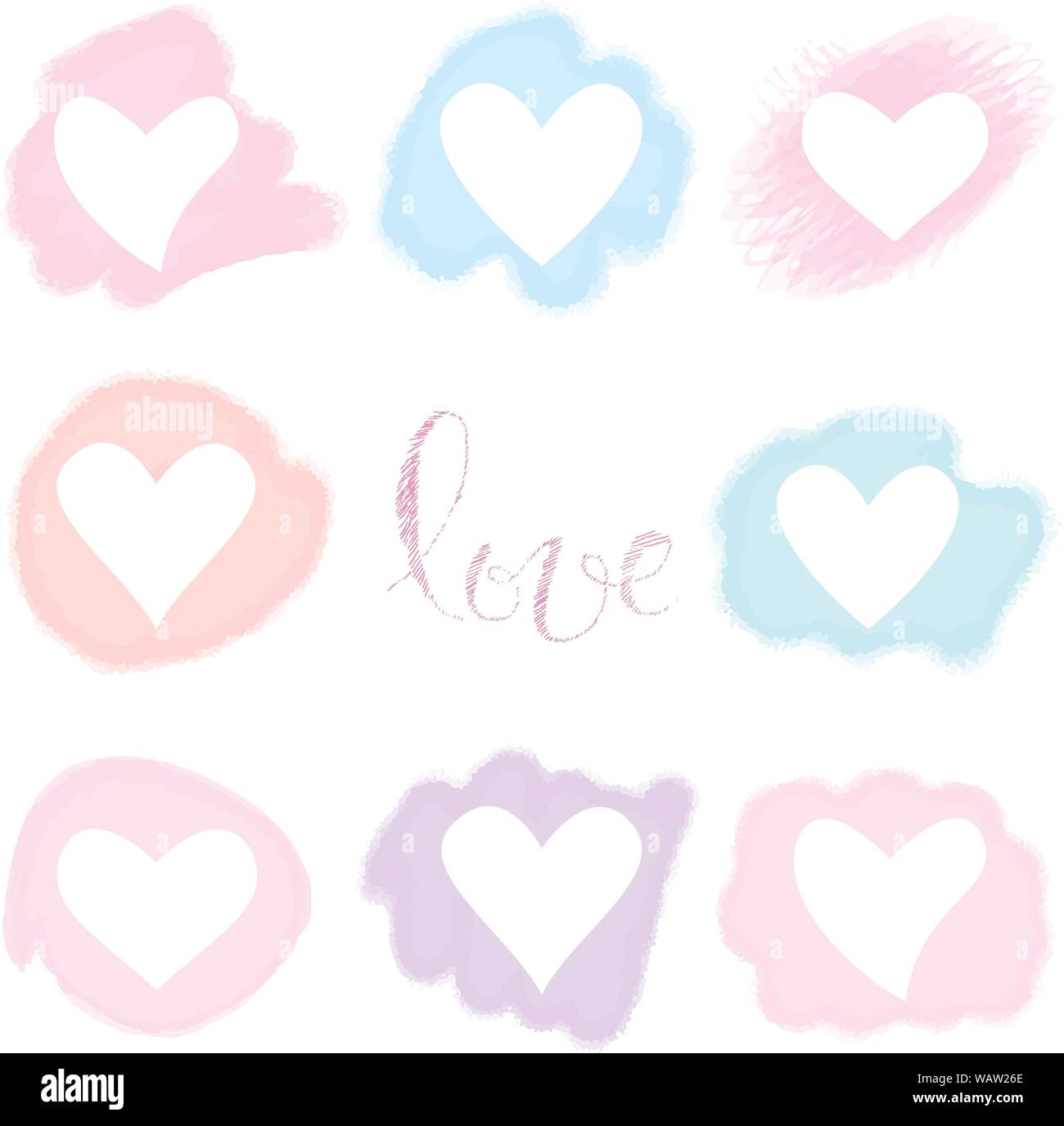 Aquarell von Hand Herz für Valentinstag. Romantischer Urlaub Dekoration. Kunst für Heim-, Print-, Web-, Banner, Poster. Valentines Tag und Hochzeit. Stock Vektor