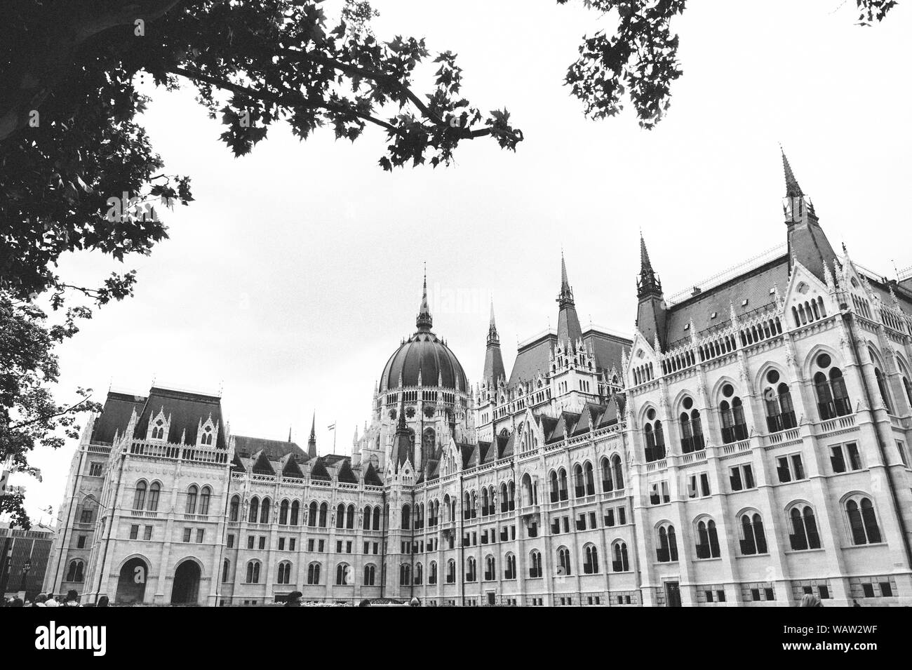 Schwarz-weiß Bild von Budapest Palace Stockfoto
