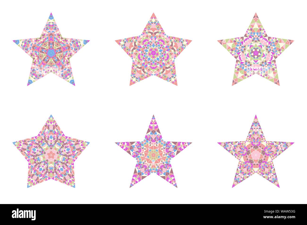 Isolierte Dreieck Stern Kollektion - polygonale Geometrische geometrische Ornamente vector Designs elementss mit Mosaik Dreiecke Stock Vektor