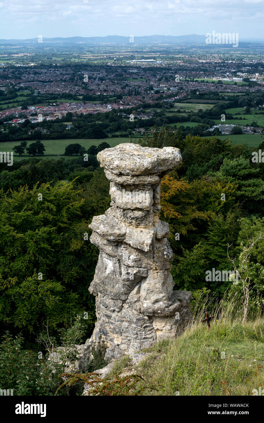 Des Teufels Schornstein, Leckhampton Hill, in der Nähe von Cheltenham, Gloucestershire, England, Großbritannien Stockfoto