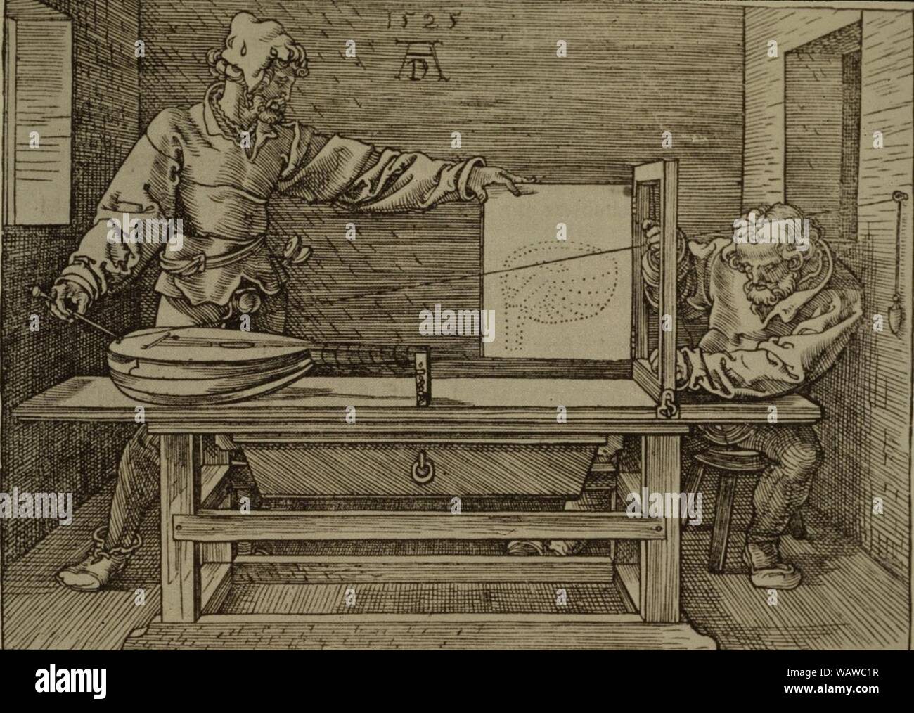 Dürer - Mann Zeichnen einer Laute. Stockfoto