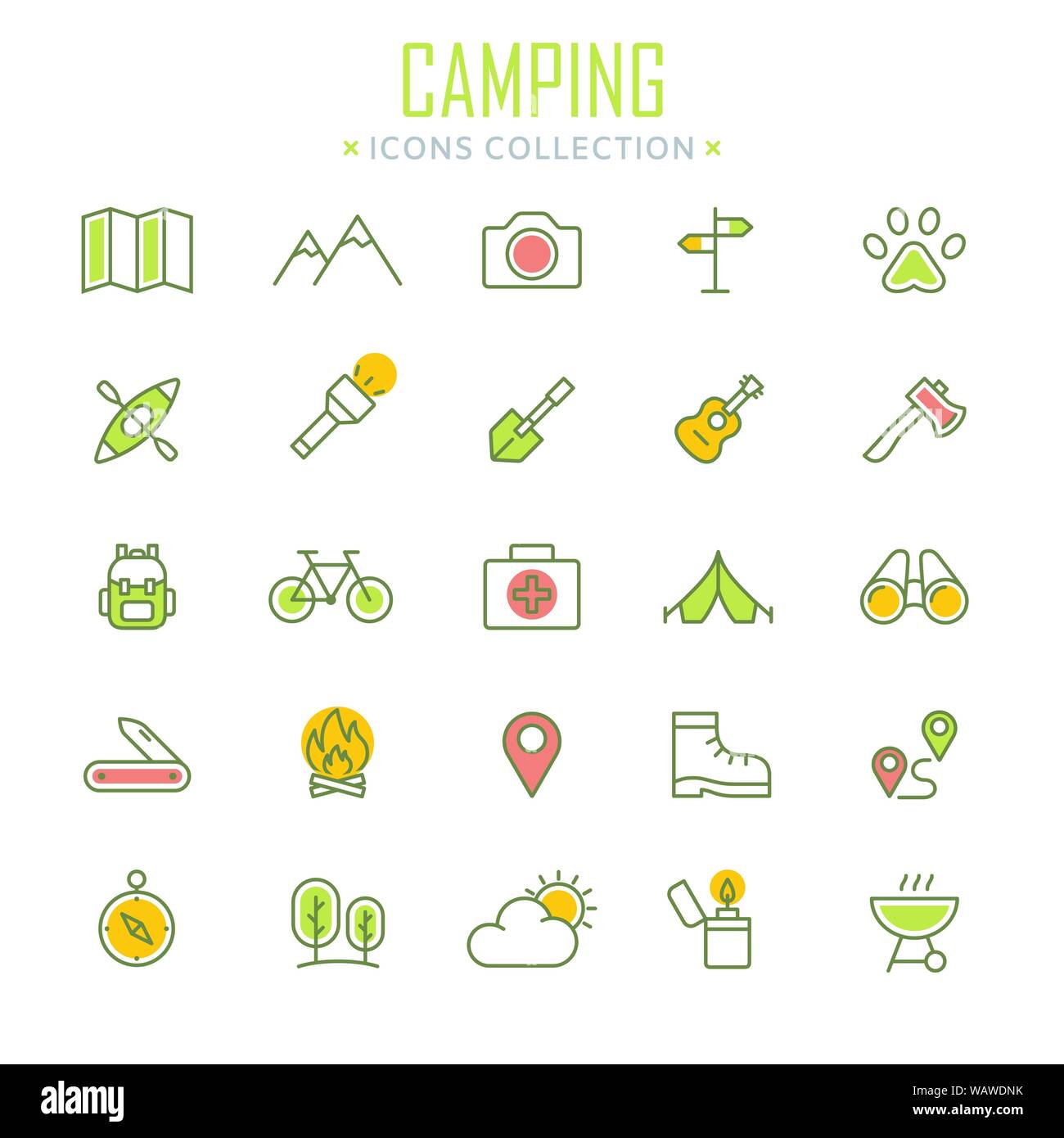 Sammlung von Camping Symbole Stock Vektor