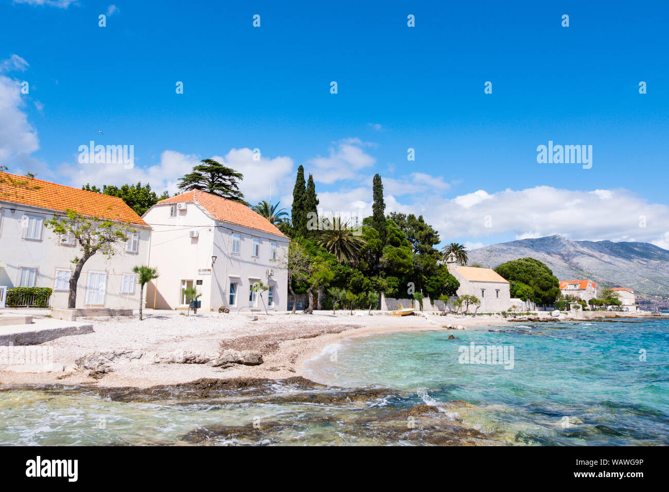 Strande Setaliste Kneza Domagoja Orebic Halbinsel Peljesac Dalmatien Kroatien Stockfotografie Alamy