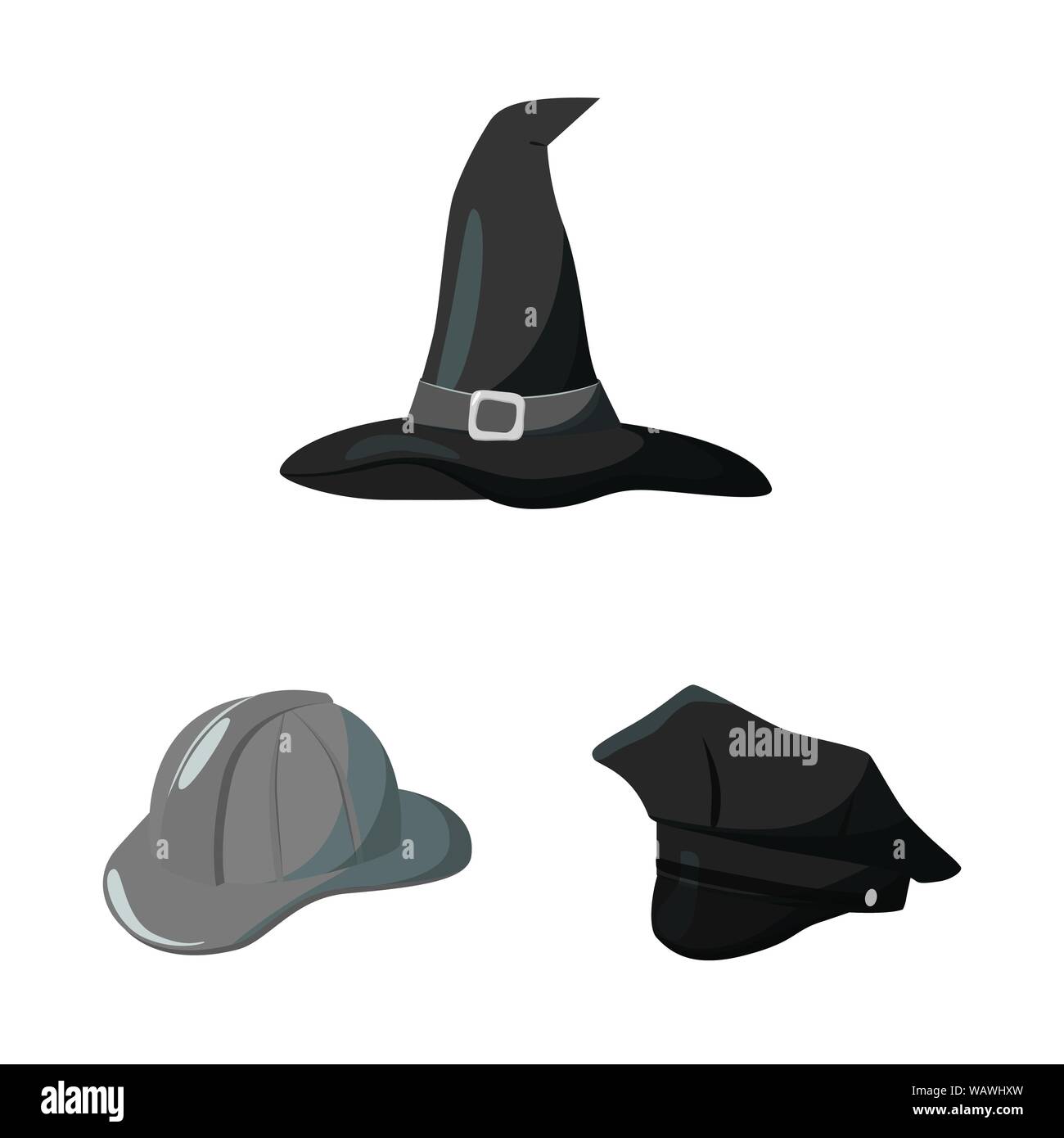 Vektor Design von Mütze und Helm. Satz von Hut und Beruf vektor Symbol für das Lager. Stock Vektor