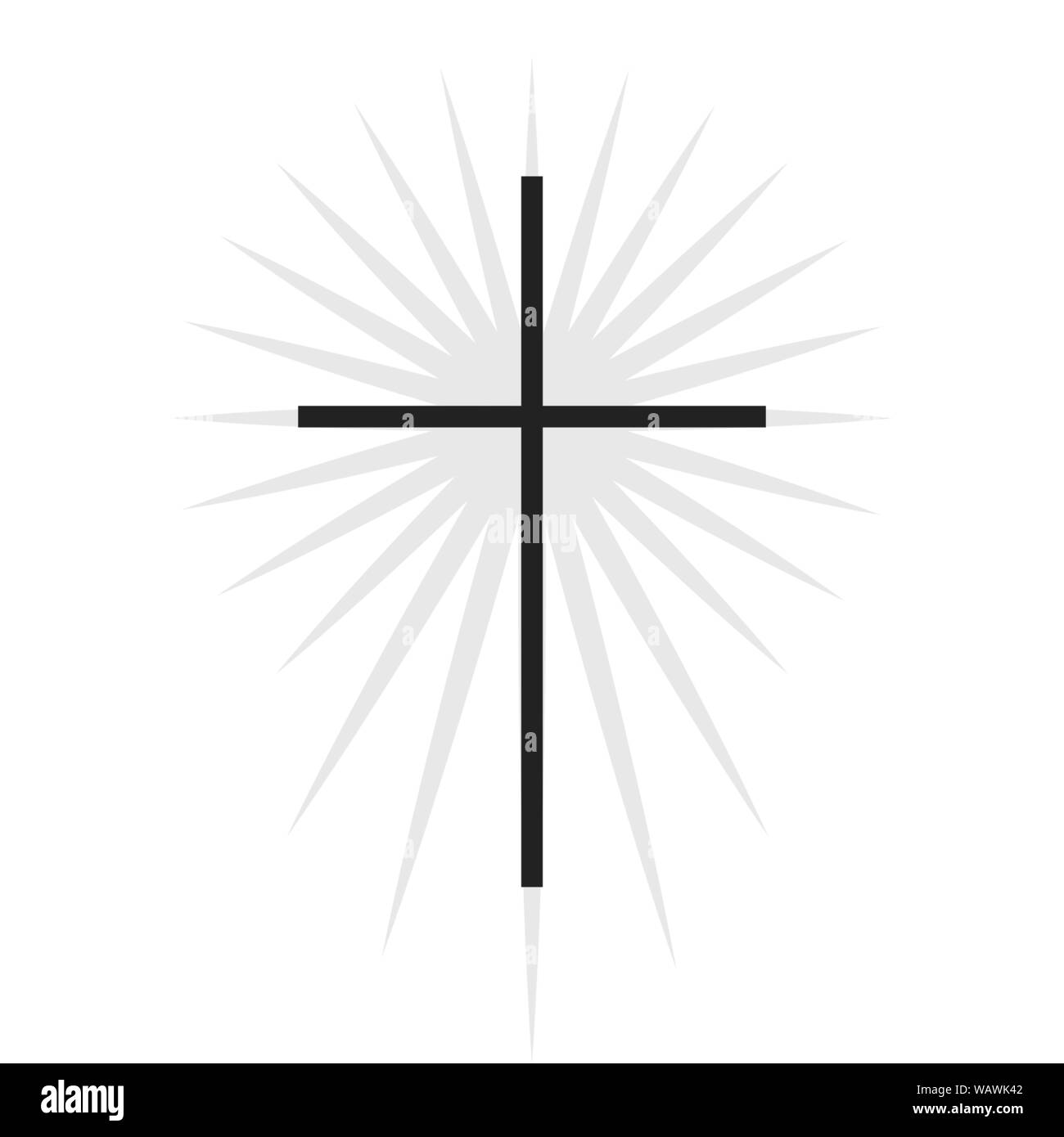 Christliche Symbol, schwarz dünne Kreuz mit Beleuchtung ...