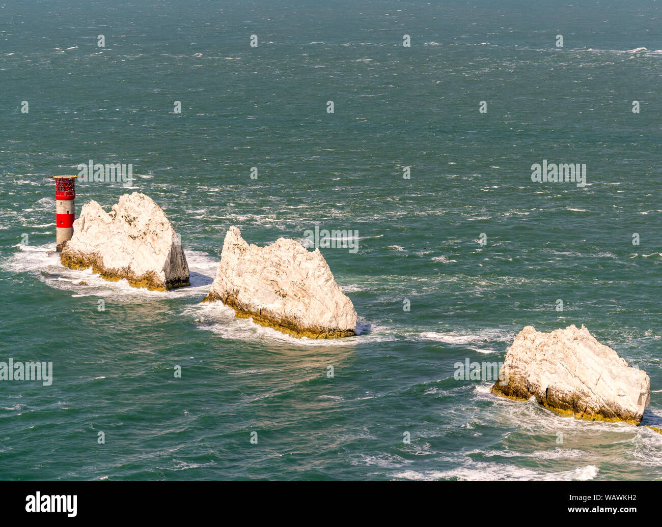 Die ikonischen Chalk Stapel im äußersten Westen der Insel Wight Stockfoto