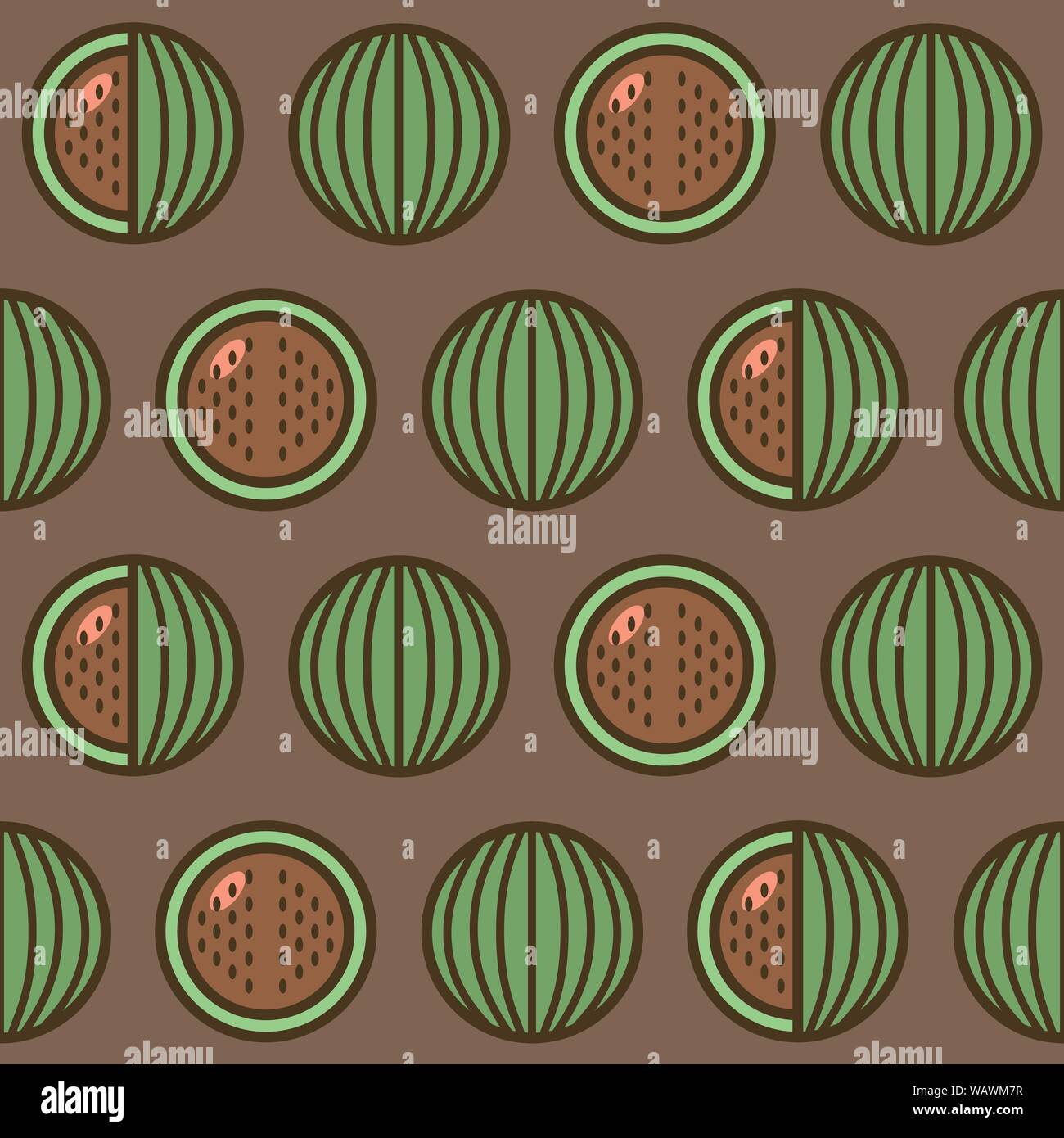 Nahtlose Muster Hintergrund mit Wassermelonen, bunten Illustrationen. Design für Tapeten, Geschenkpapier, musterfüllungen, Webseite Hintergrund Stock Vektor