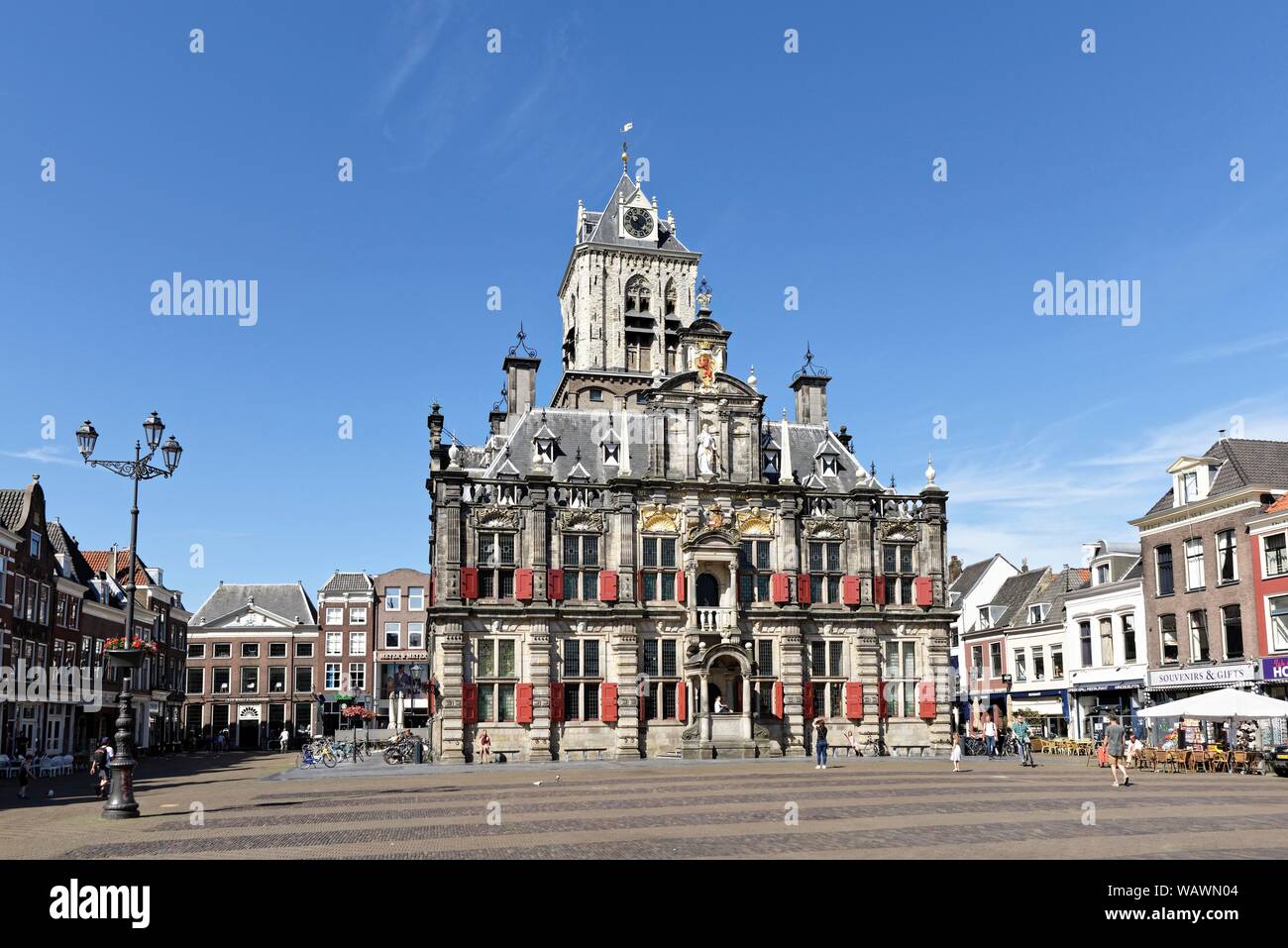Markt, Rathaus, Delft, Groningen, Niederlande Stockfoto