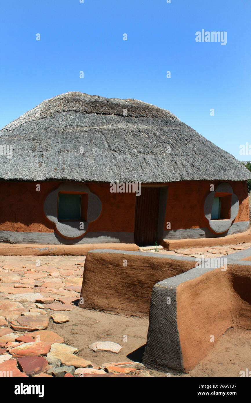 Traditionelle Hütte, Basotho Cultural Village, Freistaat, Südafrika Stockfoto