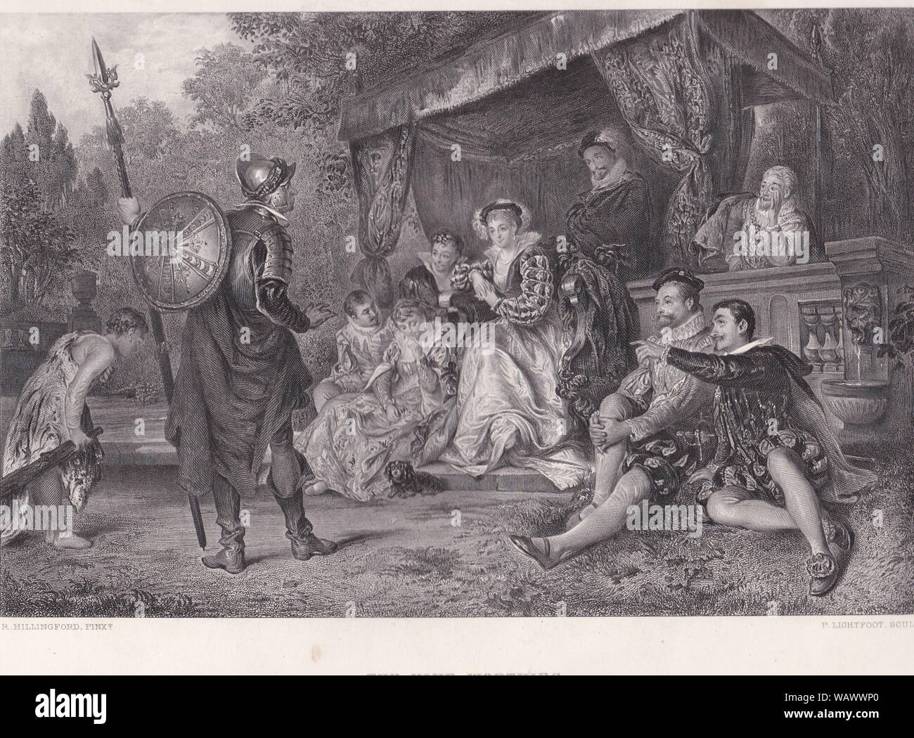 Drucken der Neun Glaubenshelden aus Shakespeares Theaterstück "Love's labour's lost". Stockfoto