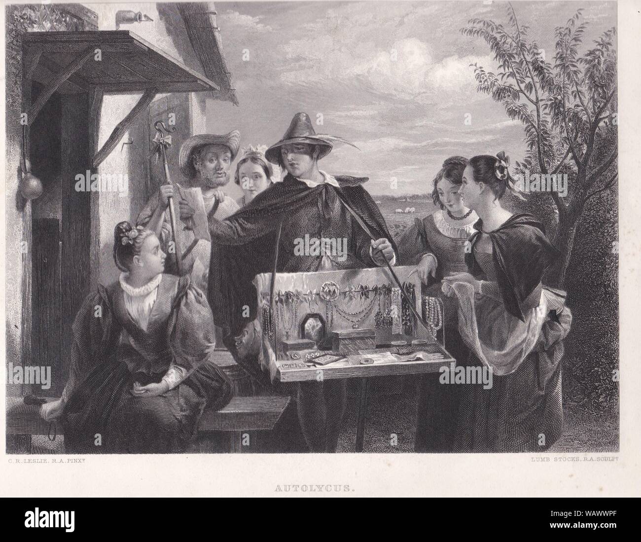 Drucken von Autolycus aus Shakespeares 'Wintermärchen'. Stockfoto