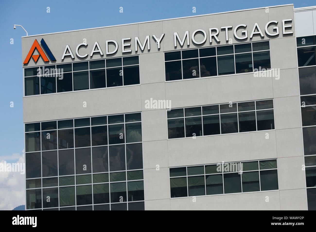 Ein logo Zeichen außerhalb einer Anlage von der Akademie Hypothek in Draper, Utah am 27. Juli 2019 belegt. Stockfoto