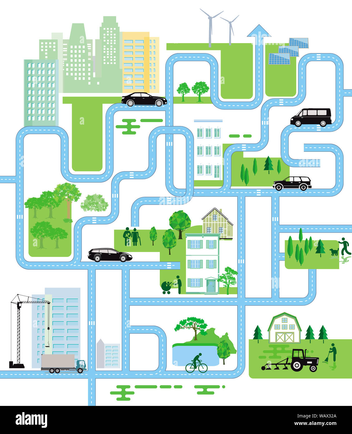 Stadt Stadtplan, das Leben in der Stadt, Abbildung Stockfoto