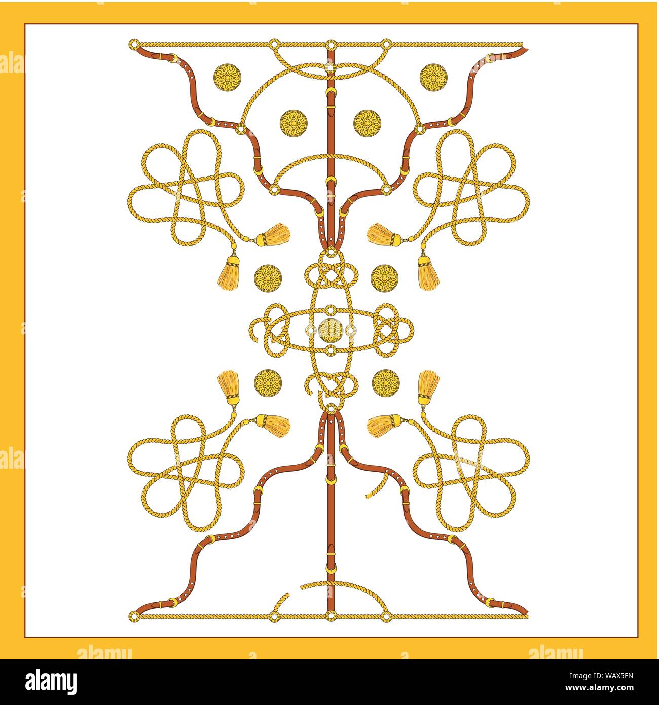 Platz Ornament mit irischen Knoten für einen modischen Seidenschal. Stock Vektor