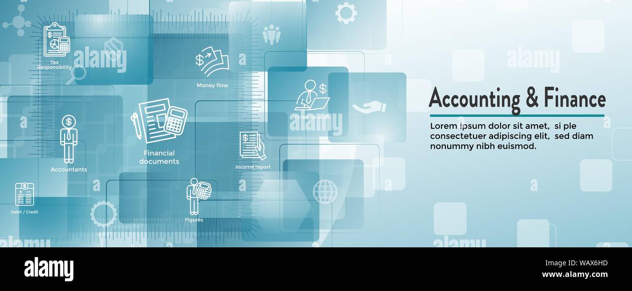 Buchhalter/Accounting Icon Set und Web Header Banner Stock Vektor