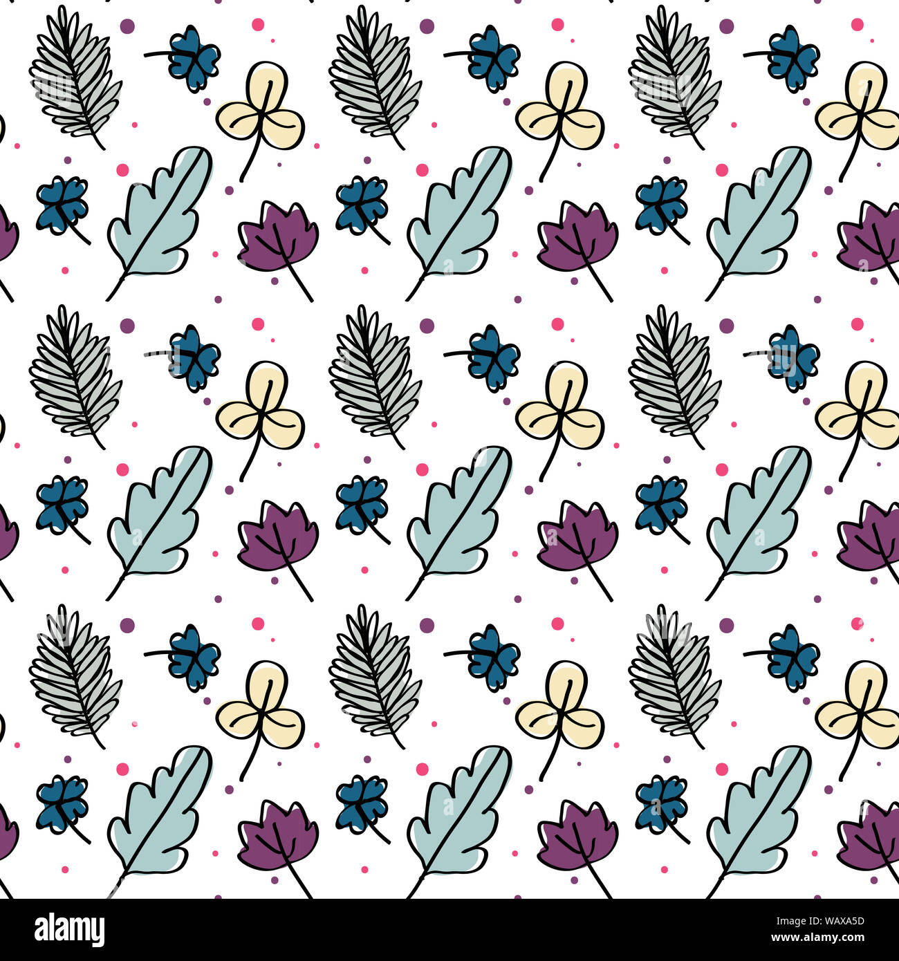 Feder doodle Nahtlose florale Muster auf weißem Hintergrund Vektor - Stoff textile Design Kollektionen Stockfoto