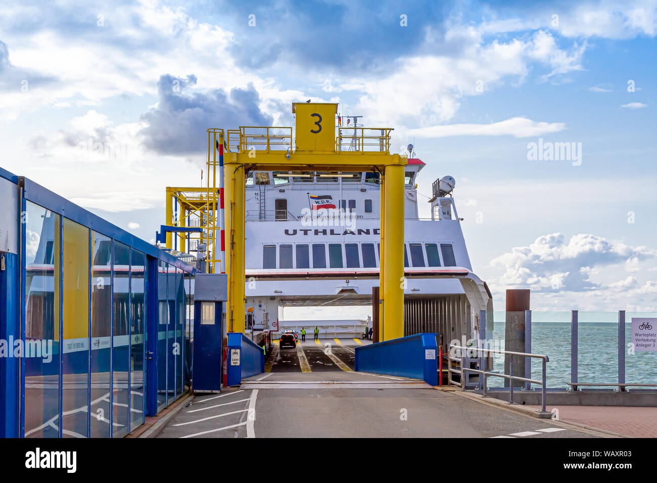 Fähre am Hafen Dagebuell, Deutschland Stockfoto