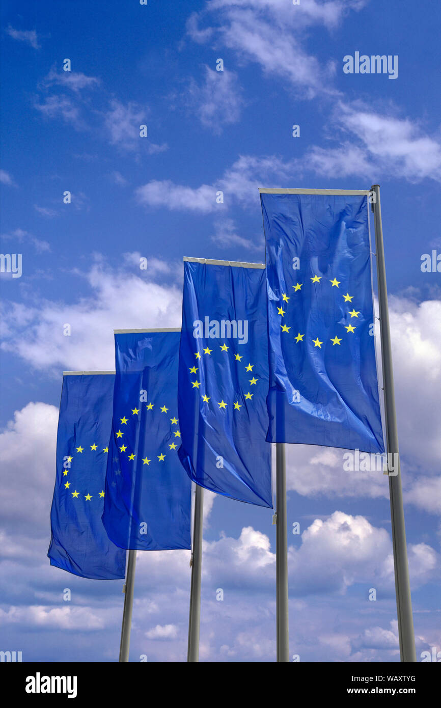 EU Europäische Fahne Fahnen. Stockfoto