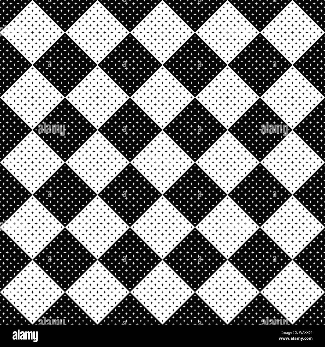 Geometrische nahtlos gebogene star Muster Hintergrund - Monochrom abstract Vector Graphic Stock Vektor