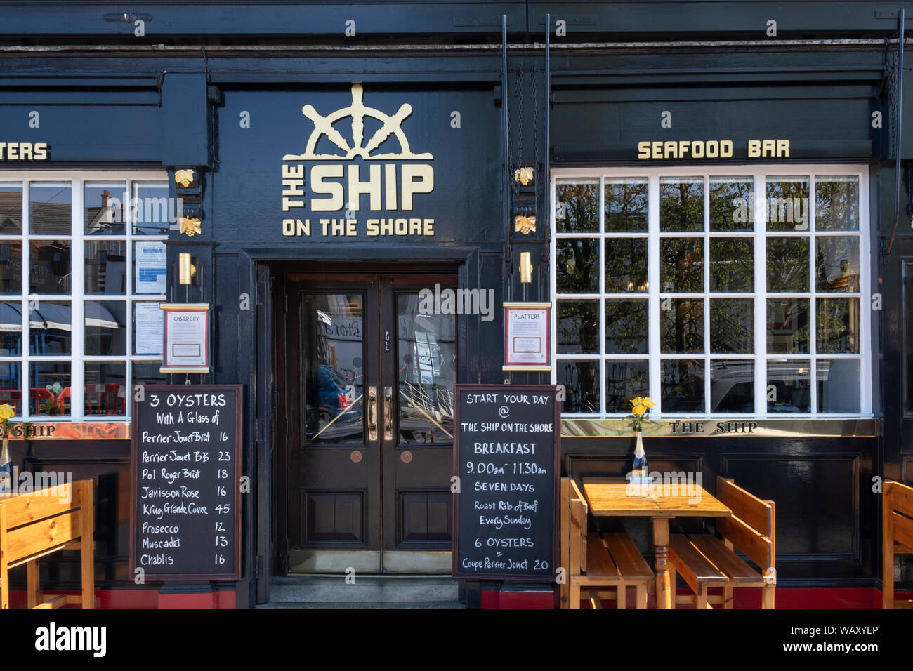 Das Schiff am Ufer Seafood Restaurant in Leith Edinburgh Stockfoto