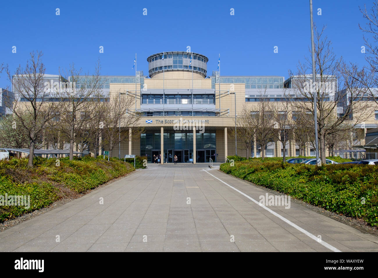 Fassade der Schottischen Regierung Bürogebäude an der Victoria Quay, Leith, Edinburgh Stockfoto