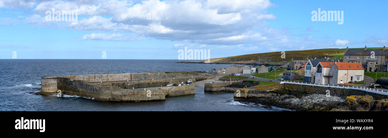 Landschaft Blick auf den idyllischen Fischerdorf Portsoy, Aberdeenshire, Schottland, Großbritannien Stockfoto