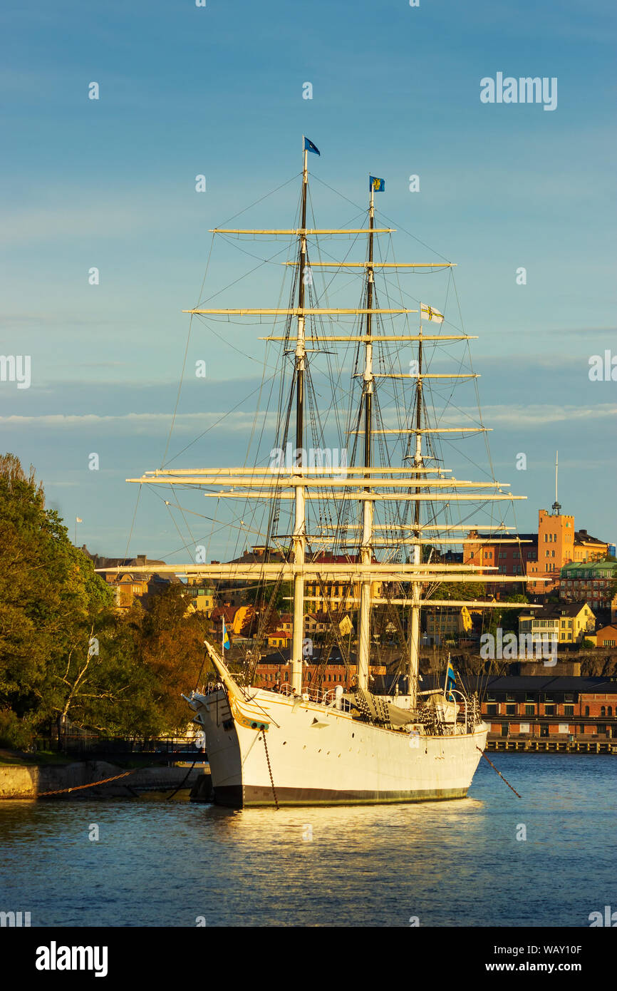 AF Chapman ist die Insel Skeppsholmen Youth Hotel Schiff auf der Insel verankert. Stockholm, Schweden. Stockfoto