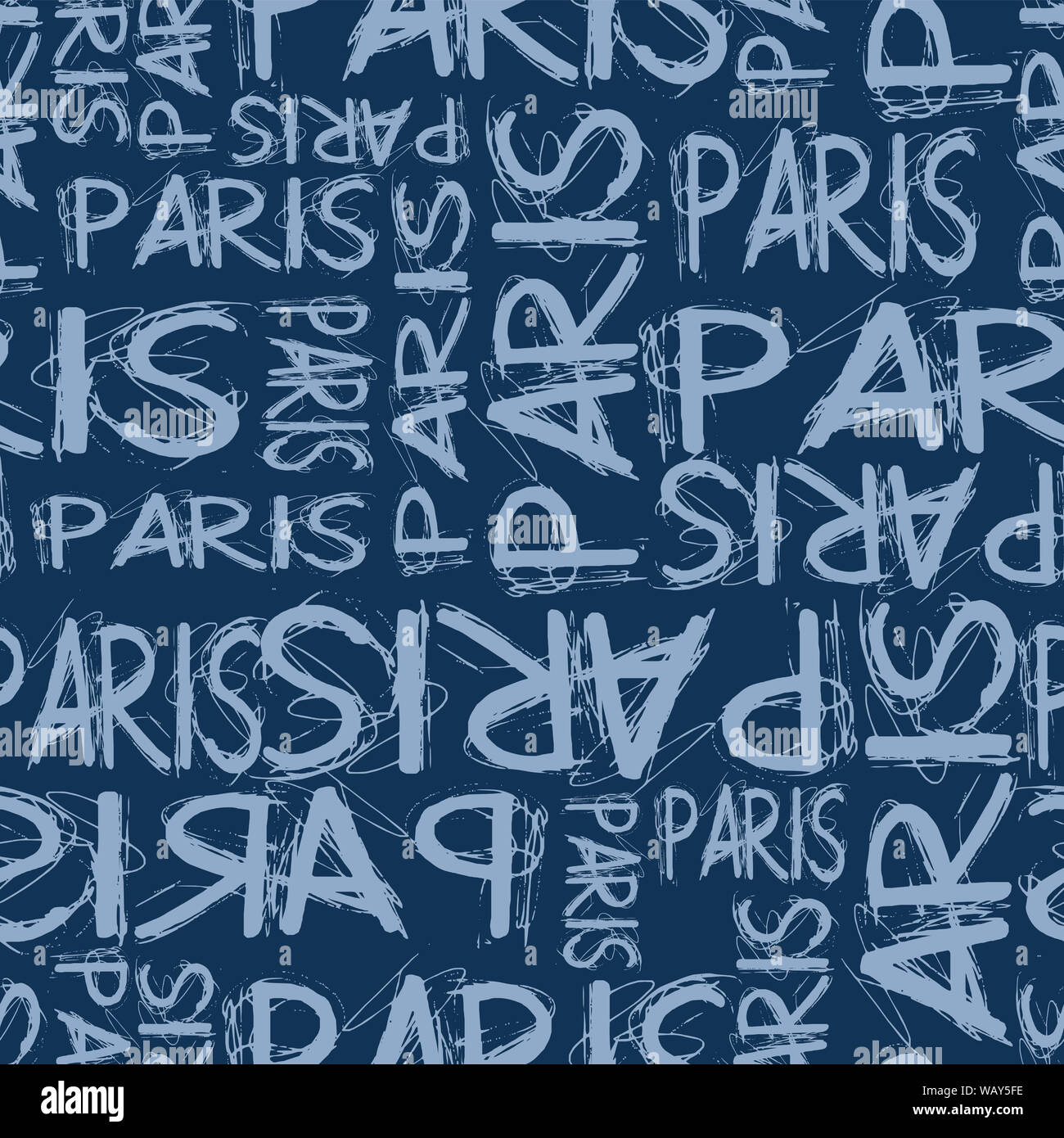 Trendige Mode nahtlose Paris text Design Pattern navy Stockfoto