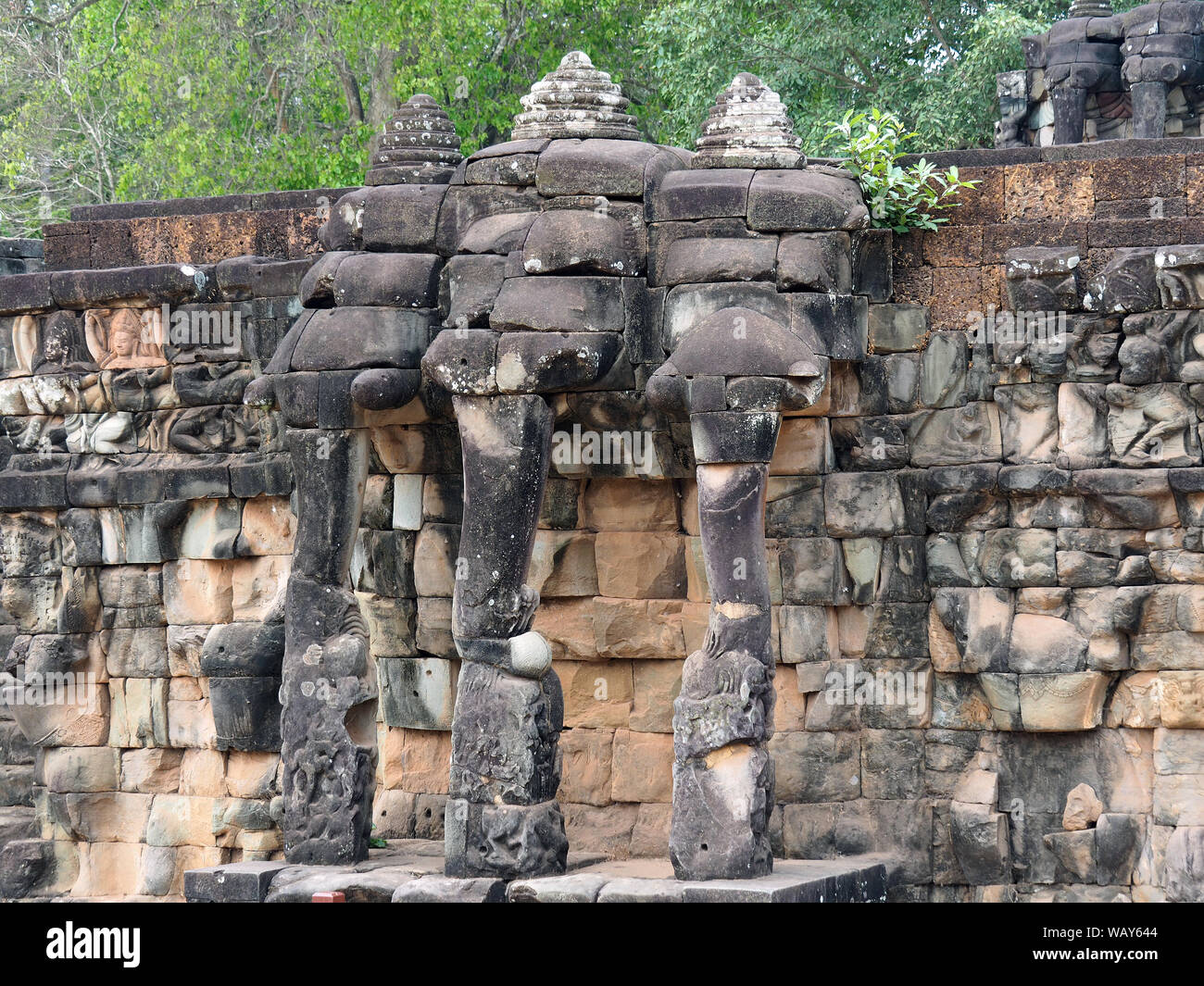 Elefanten Terrasse, Angkor Thom, Angkor Archäologischer Park, Kambodscha, Asien, UNESCO Weltkulturerbe Stockfoto