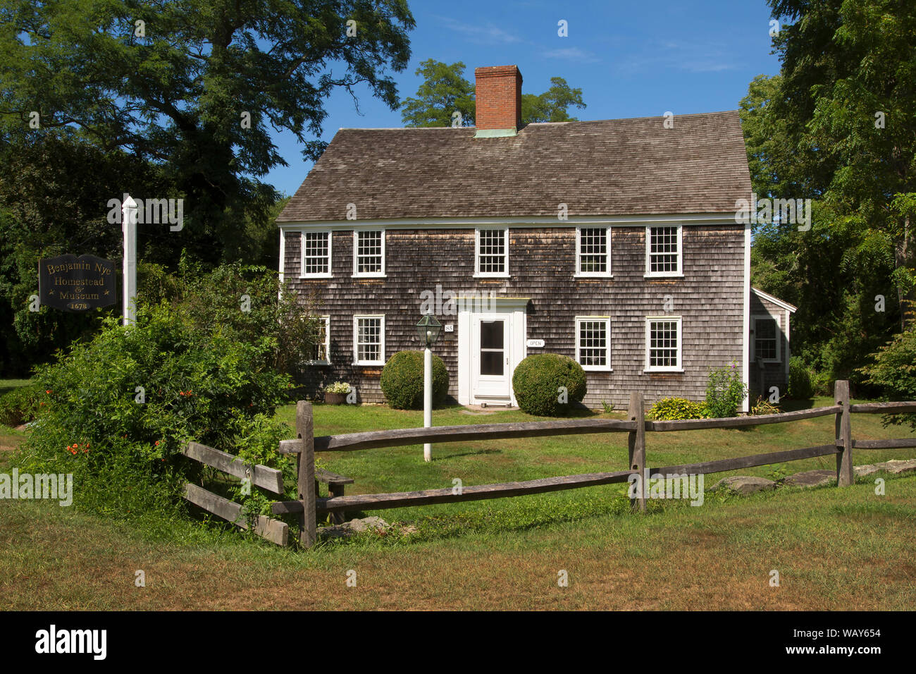 Die Benjamin Nye Homestead und Museum. Erbaut im Jahre 1678 im Osten Sandwich, Massachusetts (USA) ist der Homestead der Nye Familie. Stockfoto