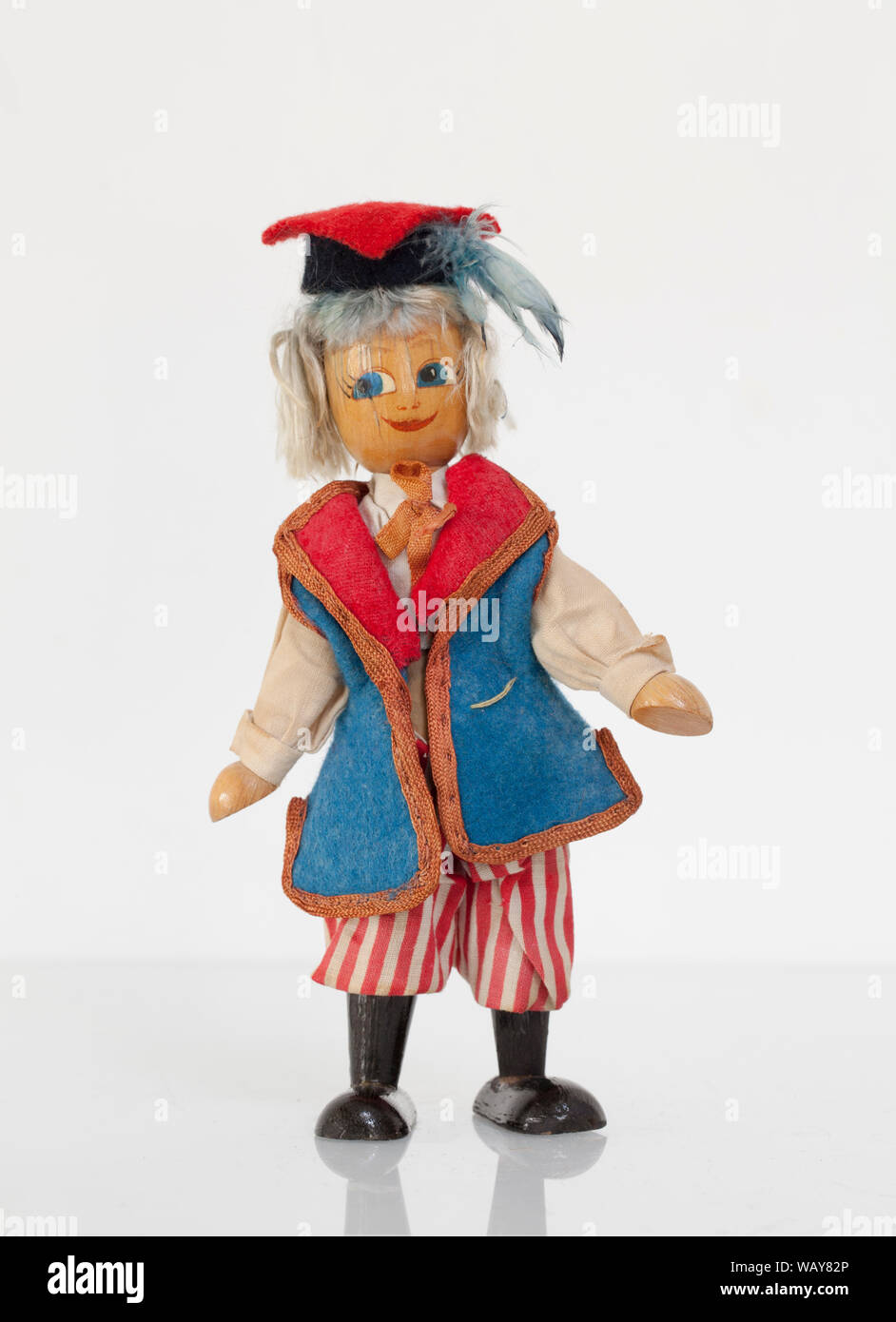 Vintage artikuliert Polnischen Holz- Peg Puppe Stockfoto
