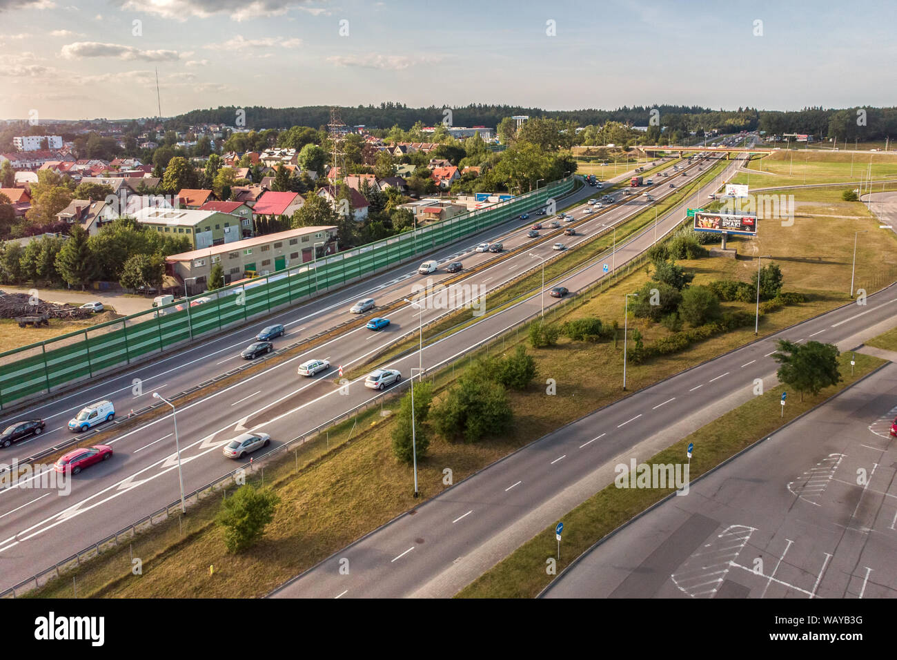 Danzig, Polen - 21 August, 2019: Autobahn Luftbild Stockfoto