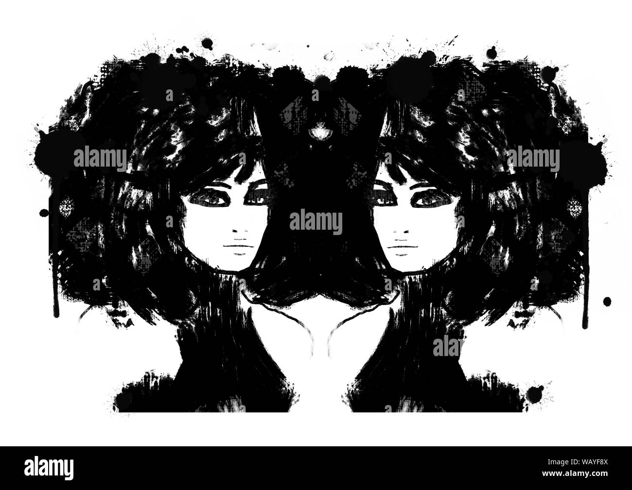 Cute abstrakte schwarz-weiß fashion model Malerei Stockfoto