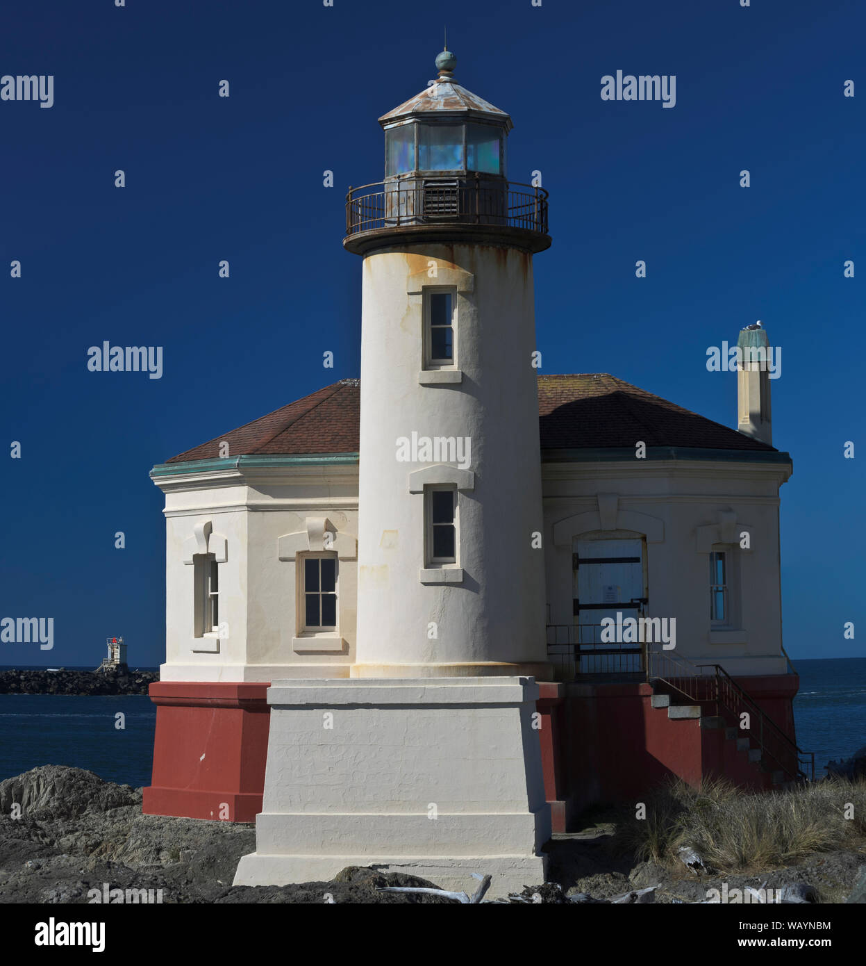 Bandon Leuchtturm, an der Mündung der Coquille River Bandon, Oregon, lange bewacht Bandon Hafen Stockfoto