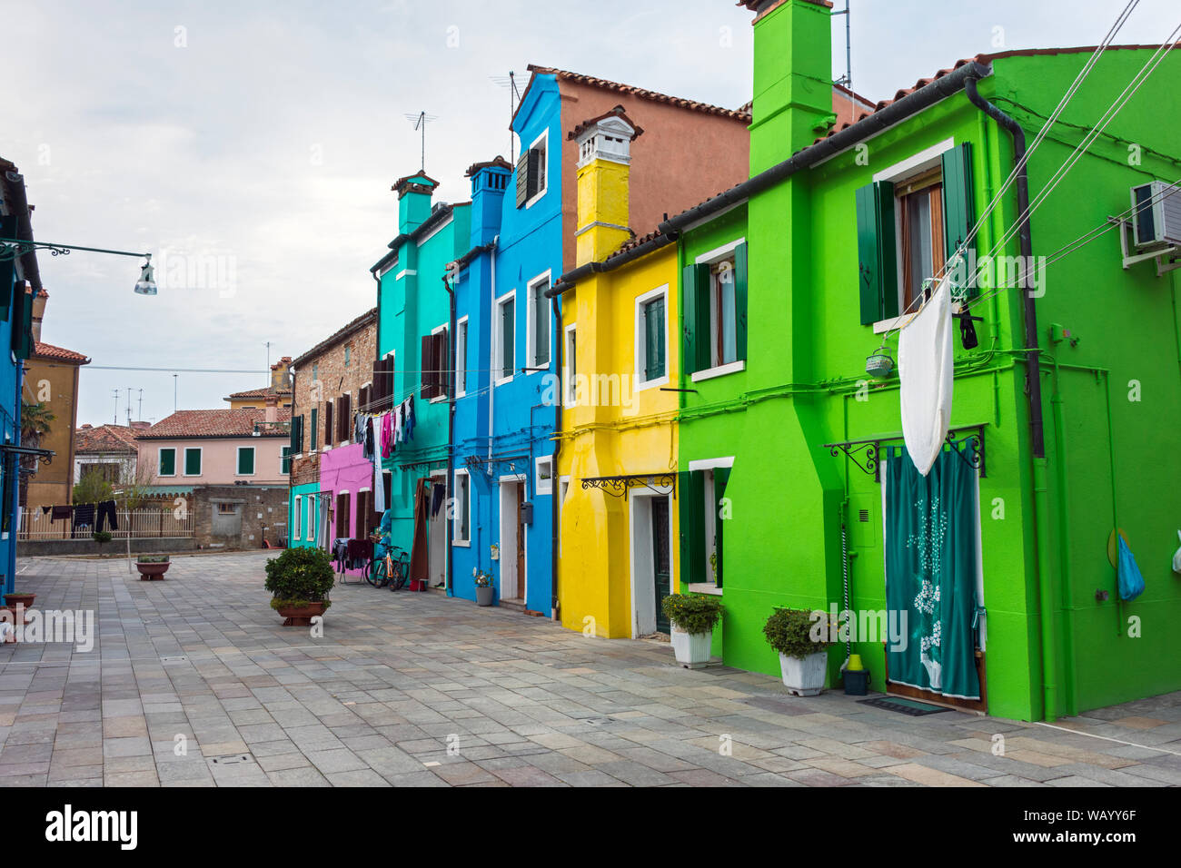 Bunte Häuser auf der Insel Burano, Laguna Venetien, Italien Stockfoto