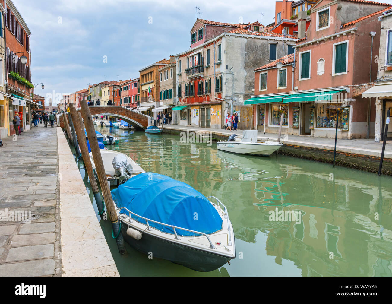 Der Rio dei Vetrai Kanal von der Fondamenta Daniele Manin, Murano, Laguna Venetien, Italien Stockfoto