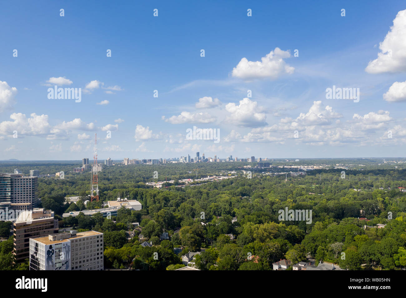 Blick auf die Skyline von Midtown Atlanta Buckhead Stockfoto