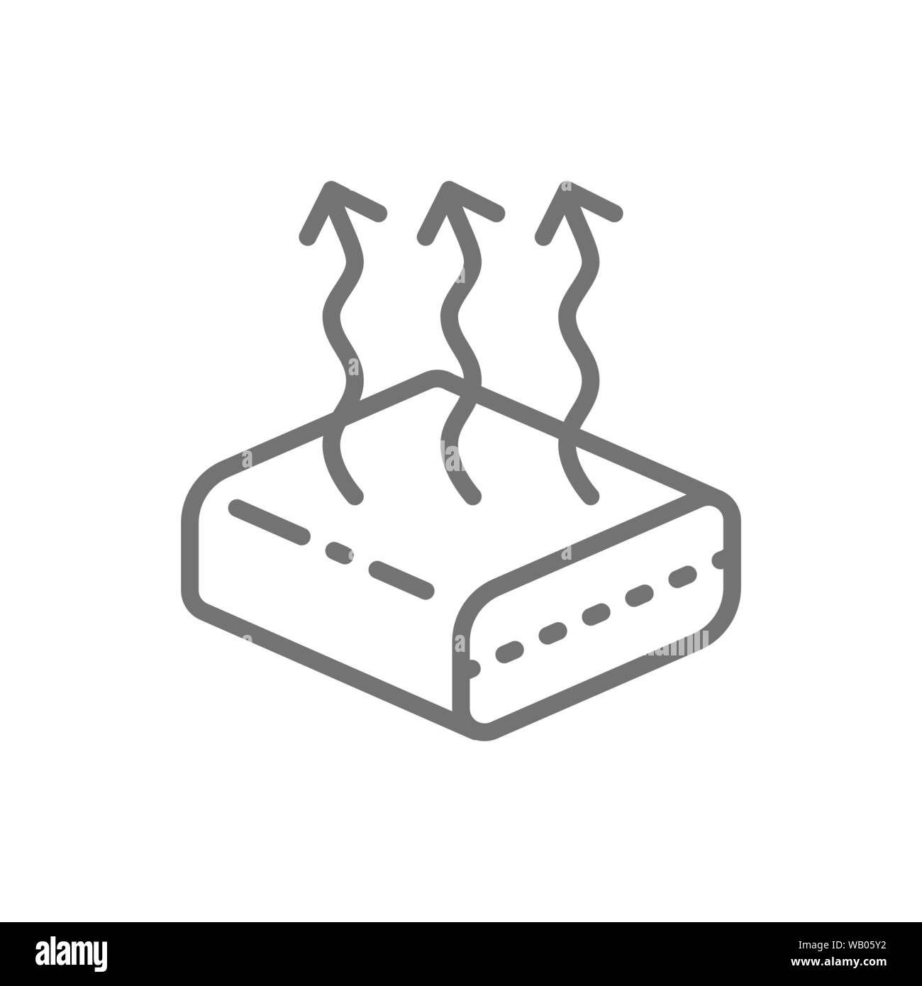 Atmungsaktiv Matratzen, Material mit Luftzirkulation Symbol Leitung. Stock Vektor