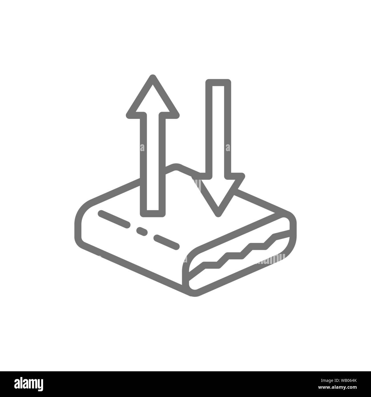 Atmungsaktiv Matratzen, Flexibilität orthopädische Matratze Symbol Leitung. Stock Vektor