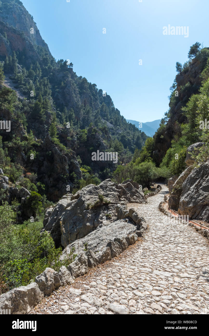 Eine Wanderung in die Berge der Serra de Tramuntana auf Mallorca Stockfoto